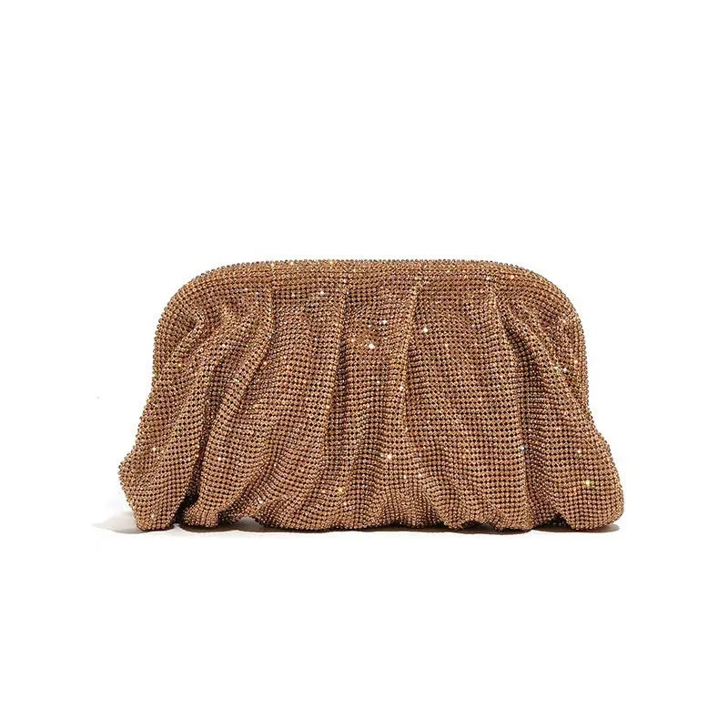 Glamourosa bolsa de noite com pérolas e strass para mulheres | Embreagem elegante para performance em palco | Bolsa brilhante para festa de casamento e baile