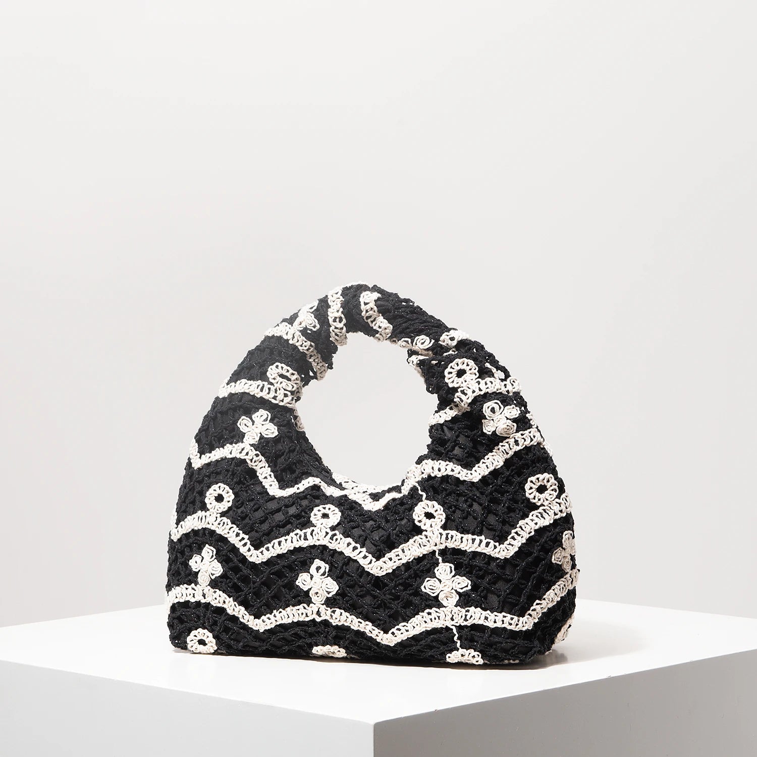 Bolsa de tecido oco com padrão, bolsas de praia boêmia para mulheres, conjunto de crochê, acessórios de praia femininos, Trav Must Haves (padrão aleatório)