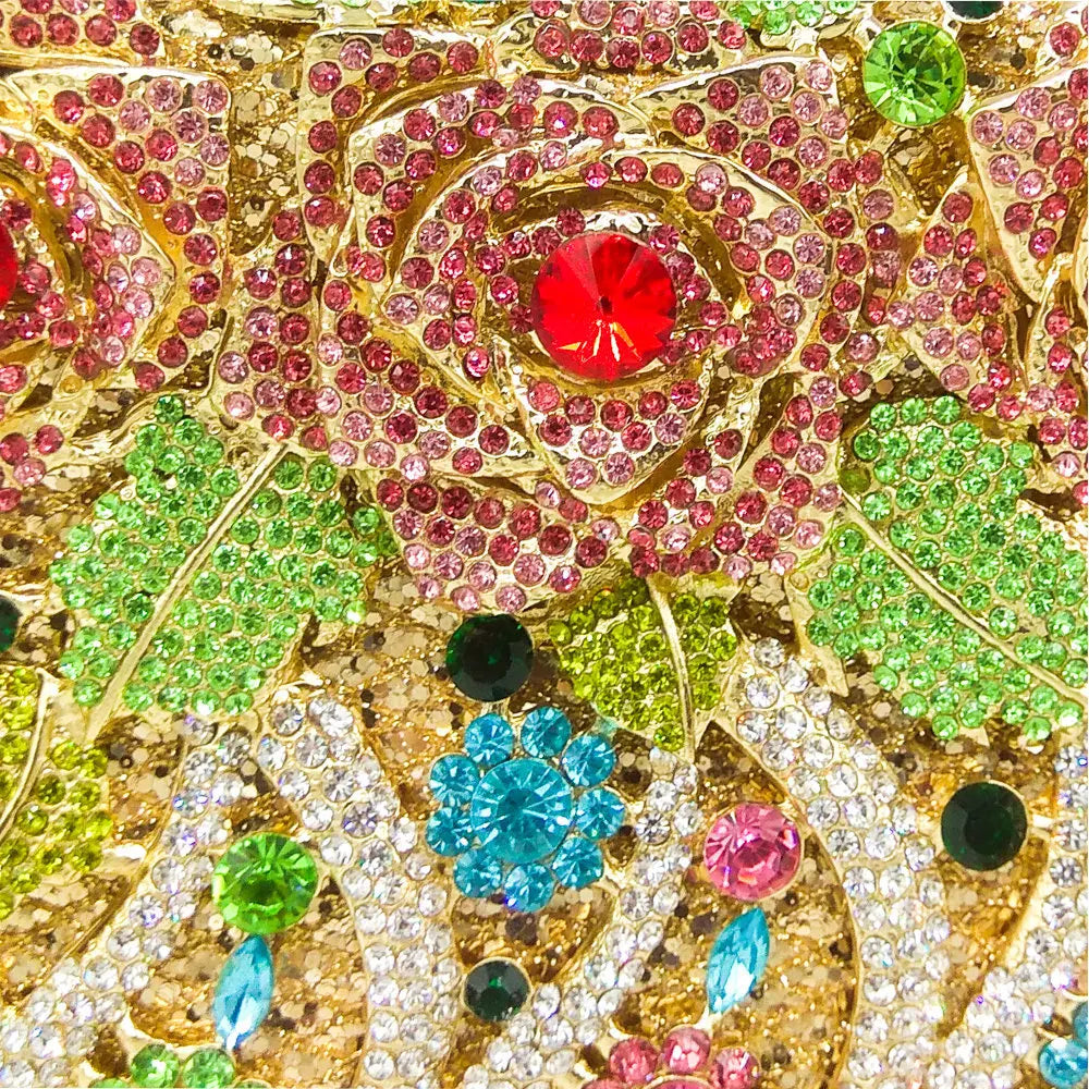 Boutique de fgg elegante feminino flor bolsas de noite cristal bolsa embreagem formal festa casamento nupcial strass bolsa embreagem