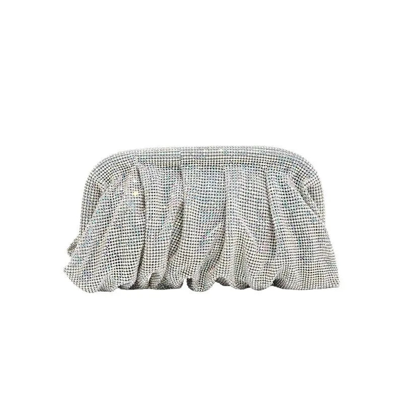 Glamourosa bolsa de noite com pérolas e strass para mulheres | Embreagem elegante para performance em palco | Bolsa brilhante para festa de casamento e baile