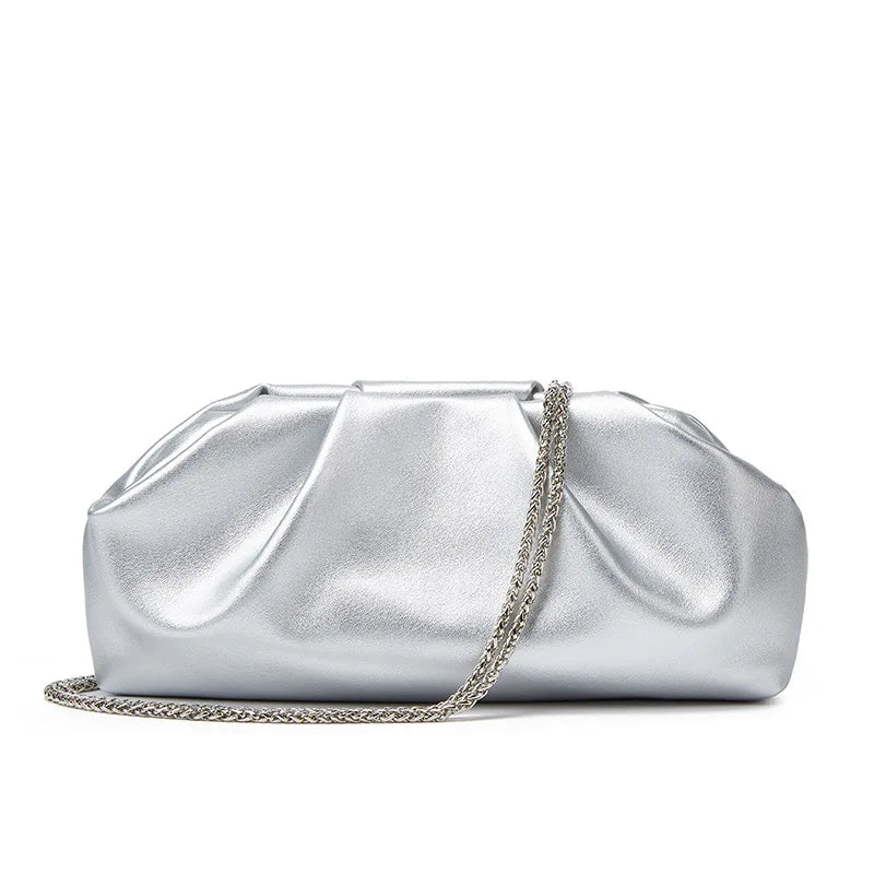 Bolsa de nuvem enrugada, nova bolsa quadrada pequena moderna e moderna feminina, bolsa crossbody de corrente versátil