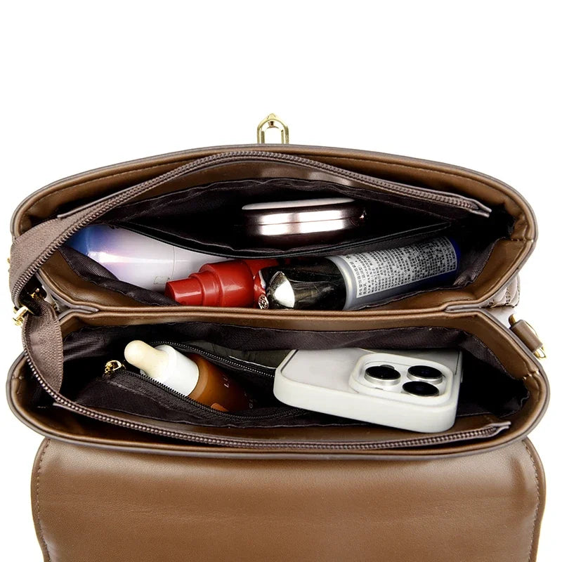 Designer de luxo multi camadas bolsa feminina 2024 na moda alta qualidade couro macio saco do mensageiro das mulheres ombro crossbody saco
