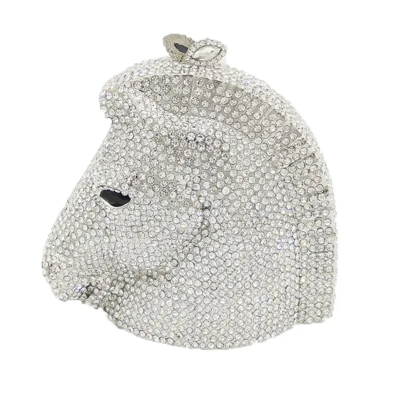 Boutique de fgg cabeça de cavalo dourado feminino cristal noite bolsa e bolsa festa casamento minaudiere animal strass saco embreagem