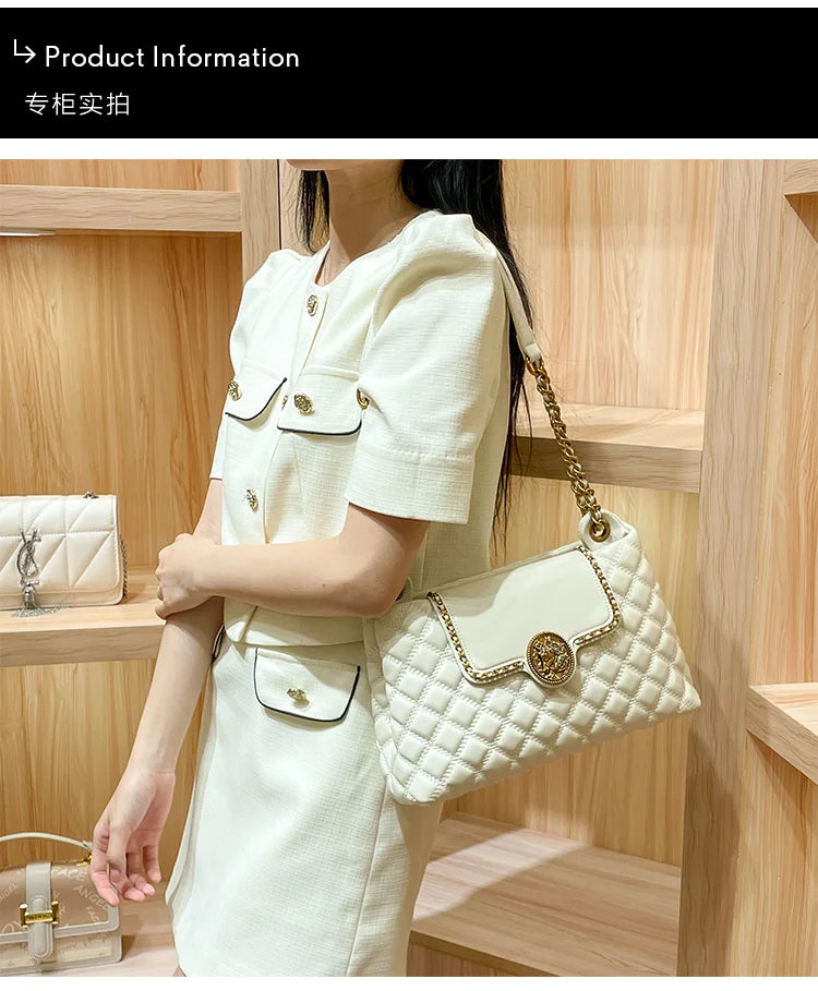 Bolsa de couro genuíno para mulheres, grande capacidade, bolsa de ombro axilas, nova marca de luxo, 2024