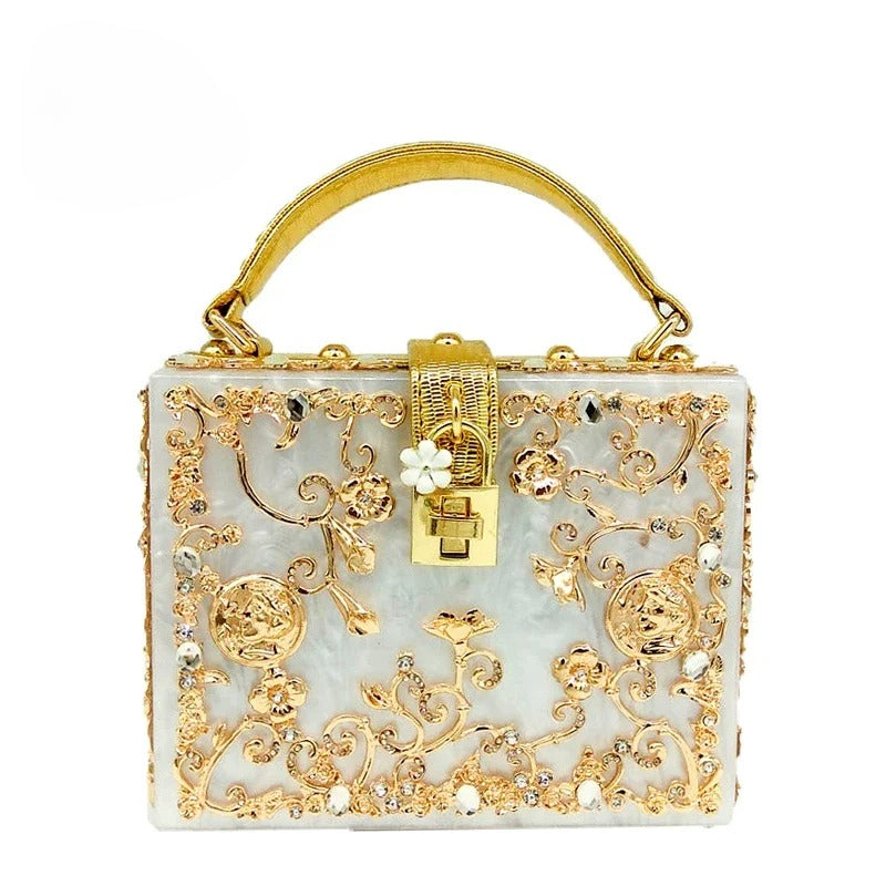 Bolsa Clutch Luxuosa Flores Cristal Benezia