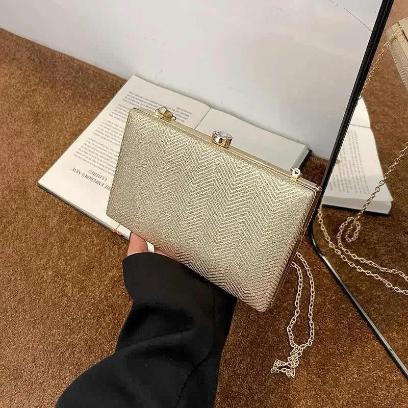 Elegante jantar saco de embreagem bolsa de ombro feminino brilhante grampo de cabelo pequena caixa de maquiagem nova 2025 tendência da moda