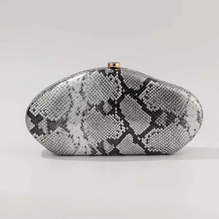 Festa à noite novo padrão de cobra embreagem moda bolsa forma especial crossbody saco couro do plutônio ombro carteiras feminino arco acrílico