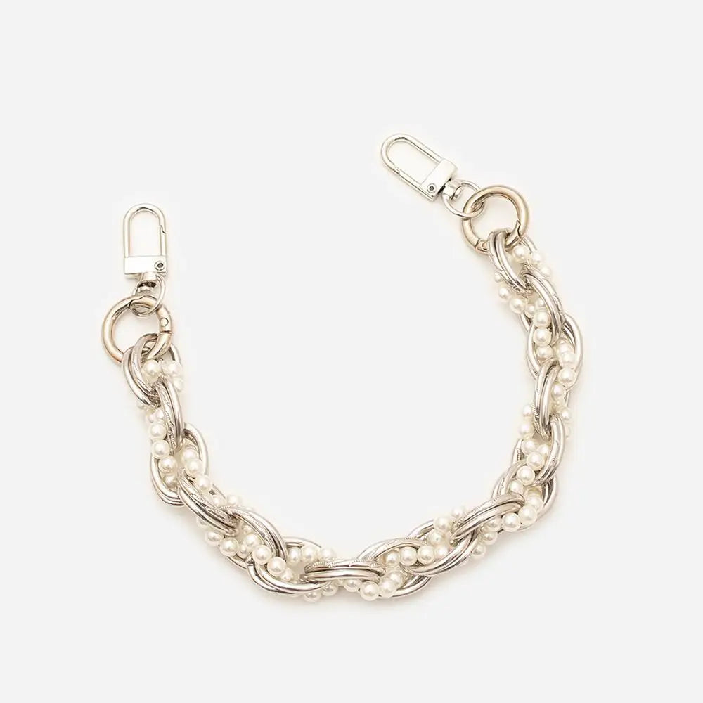 Vintage pérola saco alça bolsa alças saco de embreagem acessórios metal pérola telefone cordão substituição alças saco ferragem