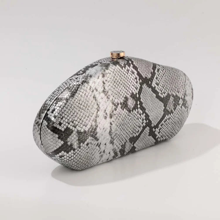 Festa à noite novo padrão de cobra embreagem moda bolsa forma especial crossbody saco couro do plutônio ombro carteiras feminino arco acrílico