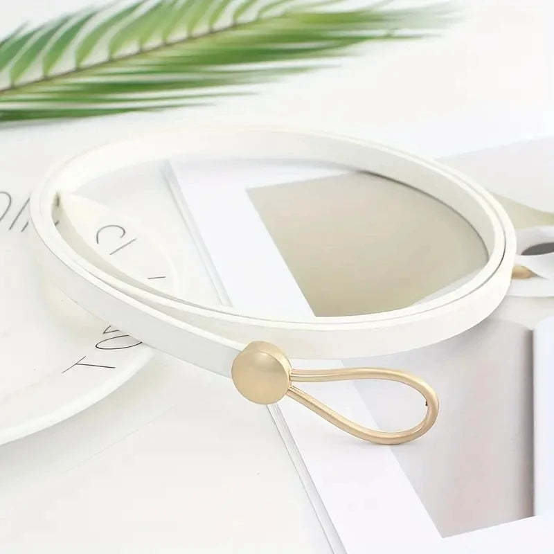 Nova pérola fivela fina cinto feminino couro do plutônio elegante ajustável selvagens cintura cor de ouro fivela cintos femininos