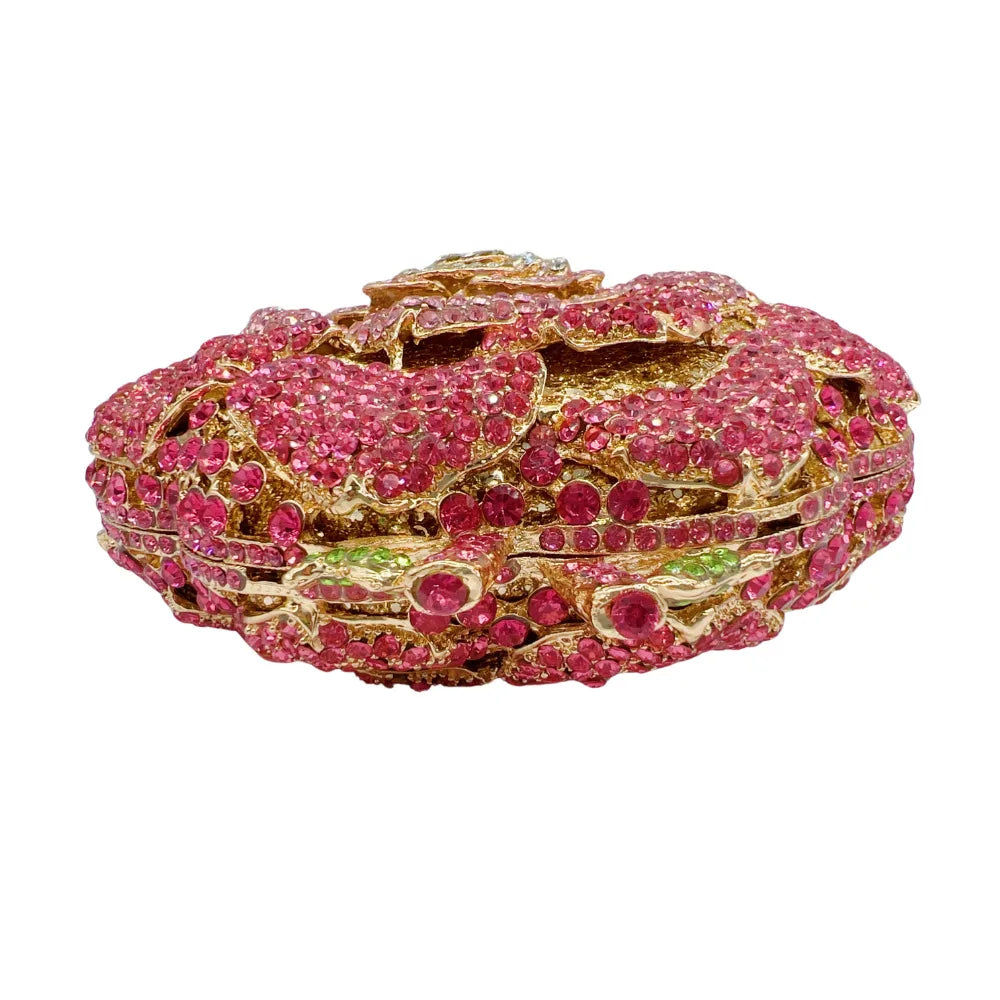 Rosa/branco cristal noite sacos de embreagem strass festa baile bolsas diamantes flor formal jantar bolsas para mulher minaudiere