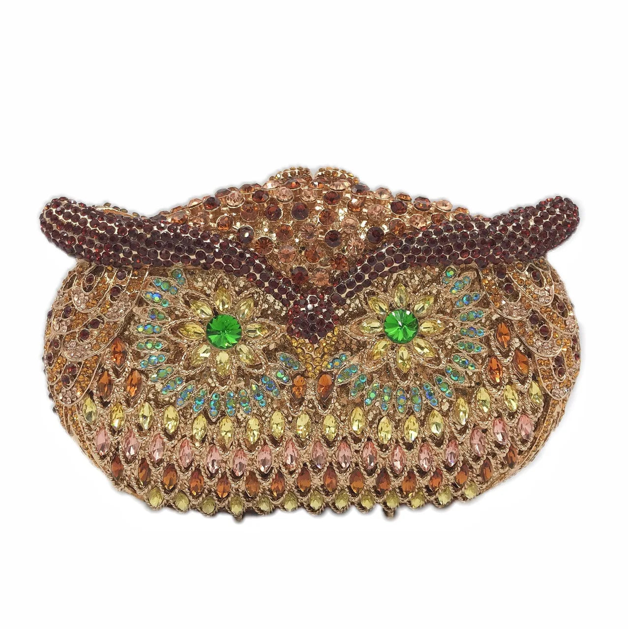Bolsa de mão de noite em formato de coruja, multicolorida, grande, strass, bolsa de festa feminina, bolsa de baile, mini minaudiere