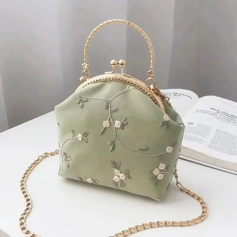 Vintage bordado rendas flores concha bloqueio bolsas para mulheres saco de casamento pequena corrente feminina ombro crossbody saco franja sacos