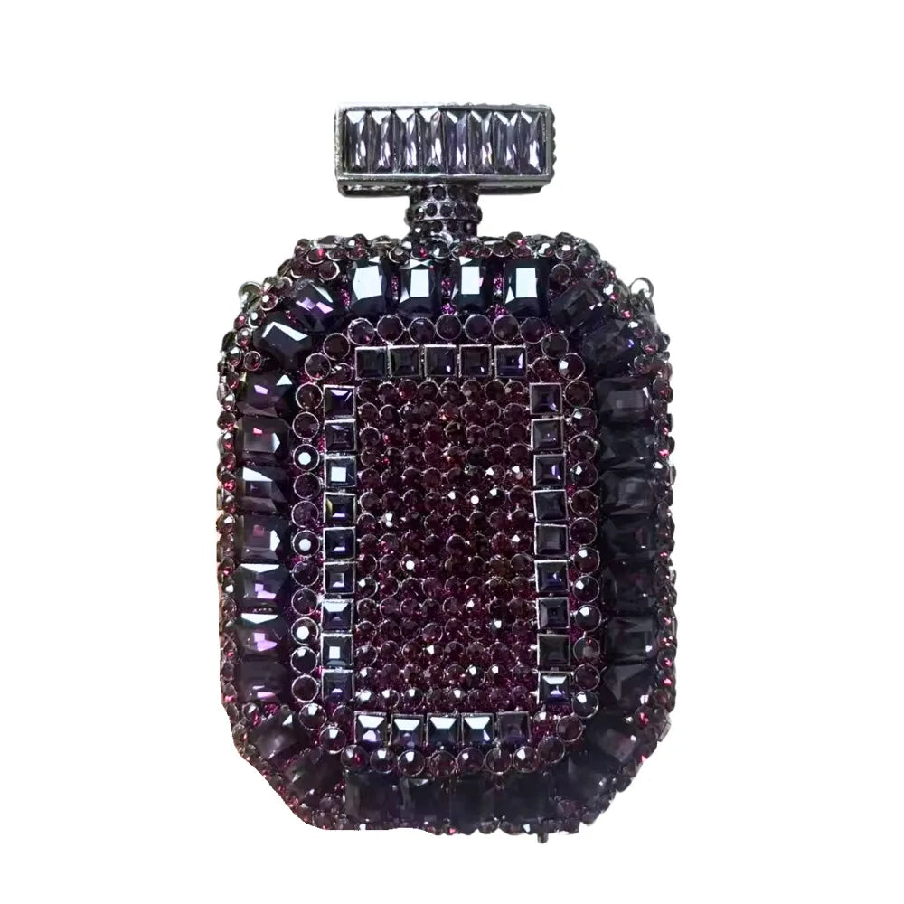 Azul/ouro garrafa de vidro cristal saco noite caixa perfume diamante feminino bolsas casamento nupcial strass embreagem senhora festa bolsa