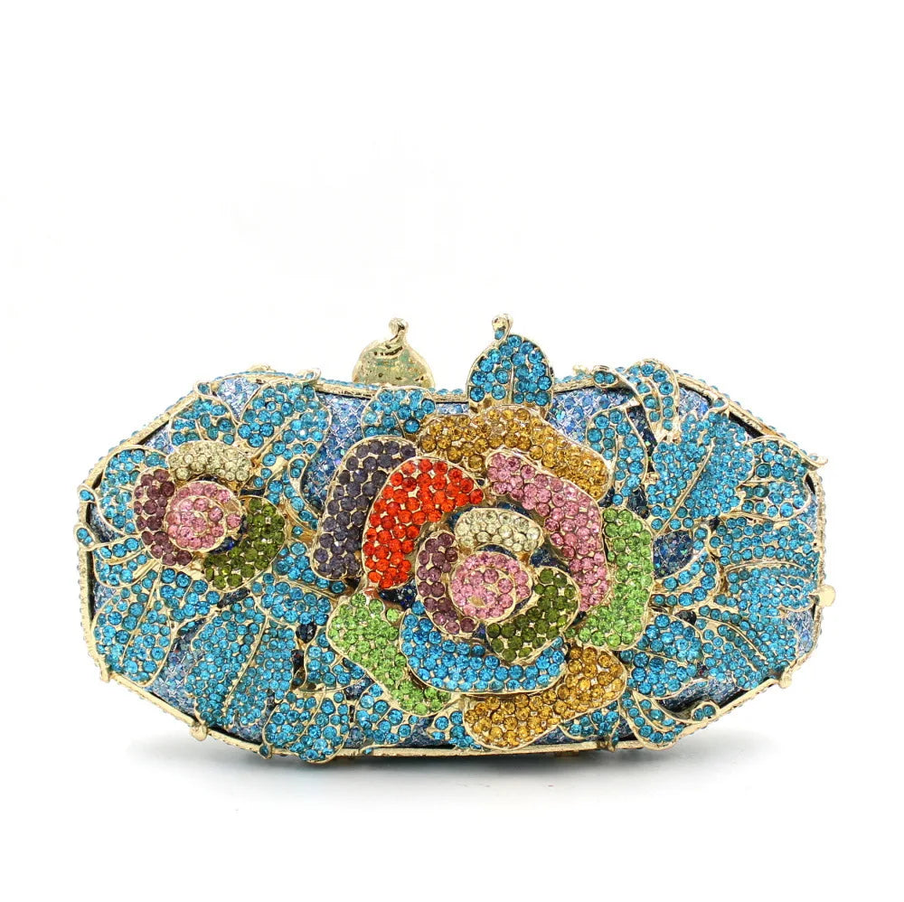 Xiyuan flor recorte diamante saco de noite luxo strass jantar bolsa para mulheres elegante diamante embreagem bolsa nupcial