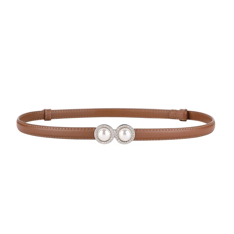 Mulheres elegantes pérola cinto de cintura fivela elástica pérola feminino meninas vestido cinto