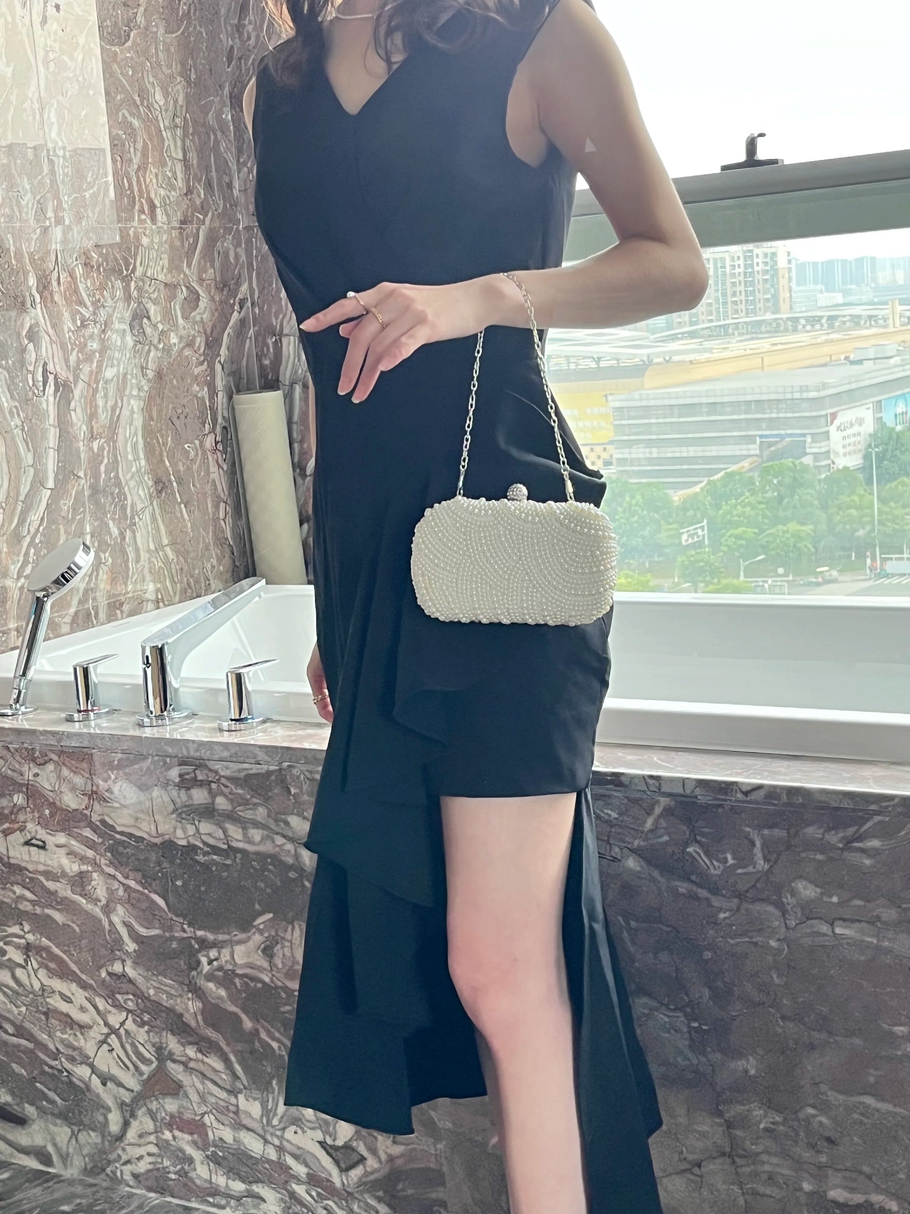 Estilo retro luxuoso designer saco de jantar pérola moda practicaldecoration bolsa feminina festa forma onda saco noite