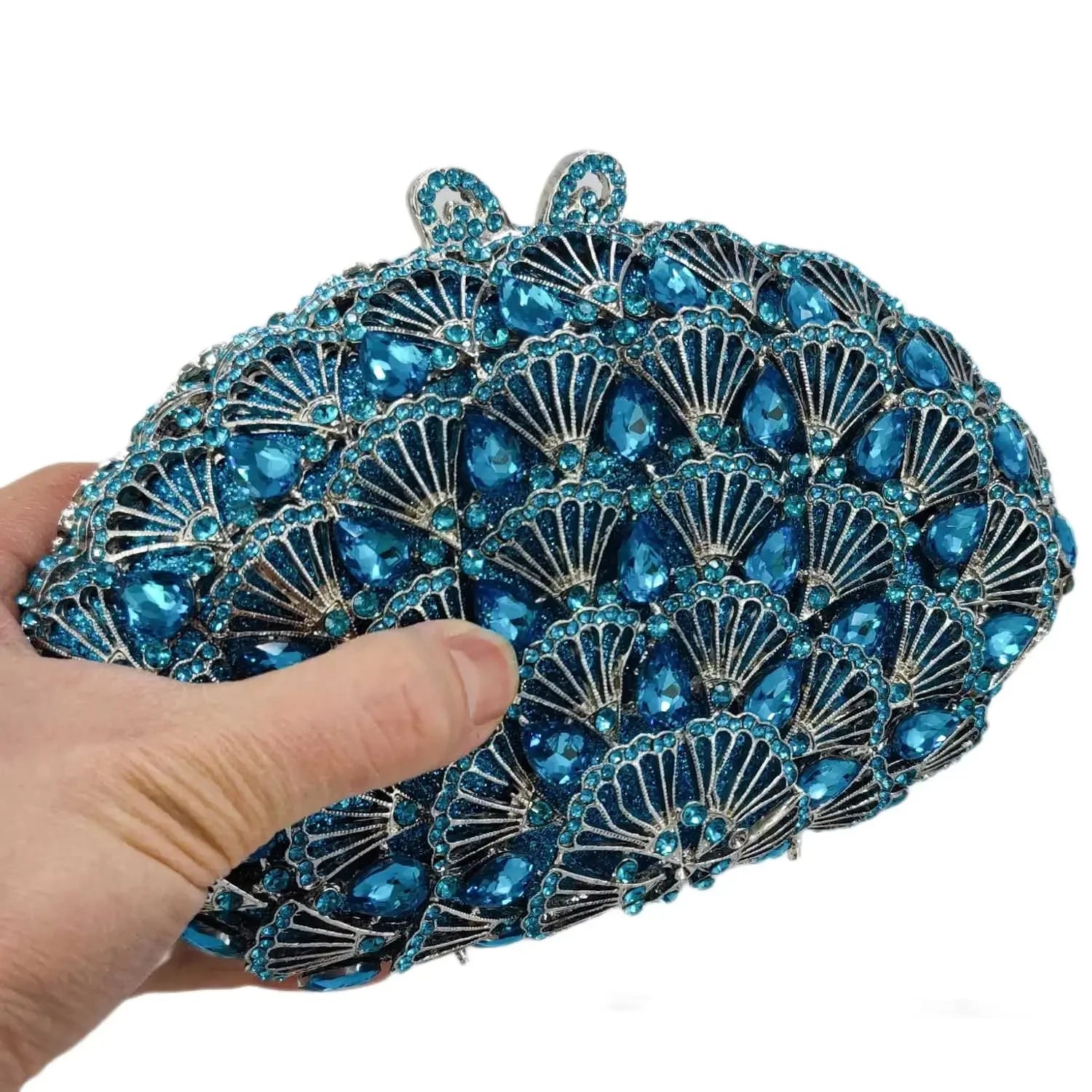 Boutique de fgg luz azul cristal sacos de embreagem para mulheres pavão noite bolsa nupcial casamento strass minaudiere bolsas saco
