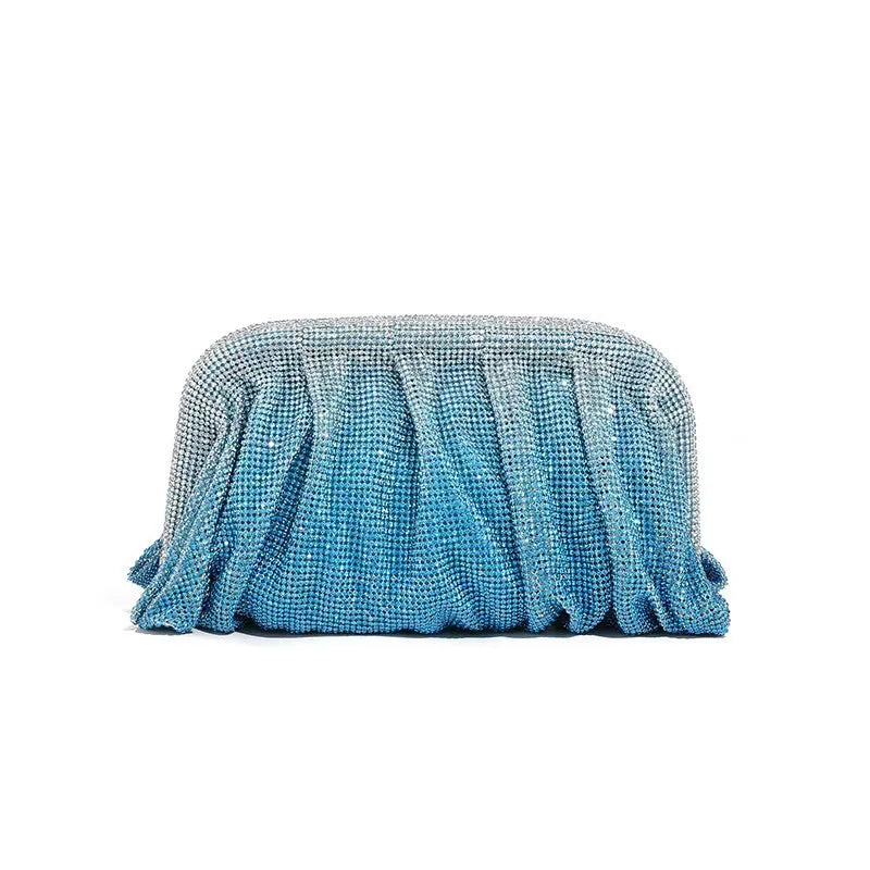 Glamourosa bolsa de noite com pérolas e strass para mulheres | Embreagem elegante para performance em palco | Bolsa brilhante para festa de casamento e baile
