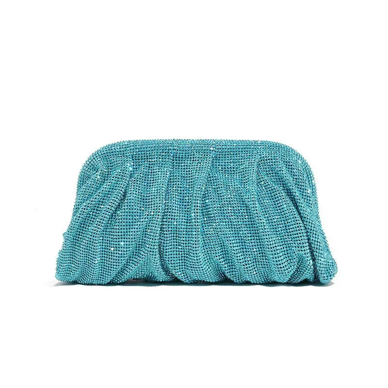 Glamourosa bolsa de noite com pérolas e strass para mulheres | Embreagem elegante para performance em palco | Bolsa brilhante para festa de casamento e baile