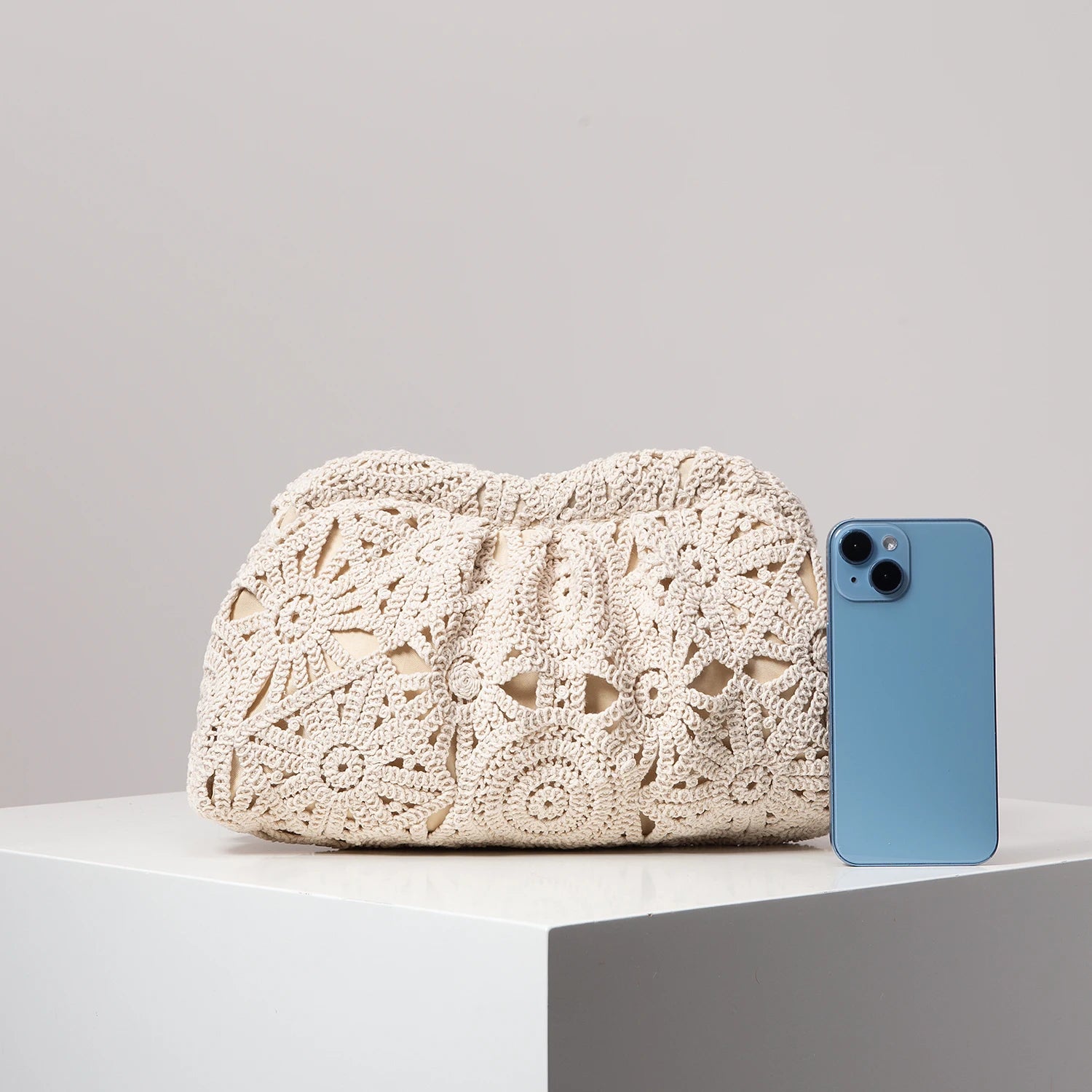 Bolsa de mão de tecido oco estampado, bolsa simples e versátil, bolsa de praia boêmia, carteira de palha casual de férias, bolsa elegante para festa à noite (las padrões são aleatórios)