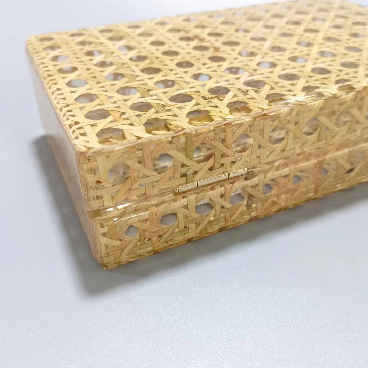 Bolsa de embreagem acrílica sólida Rattan branco para mulheres, bolsa de noite luxuosa, casual box, moda moda bolsas bolsa de festa, nova