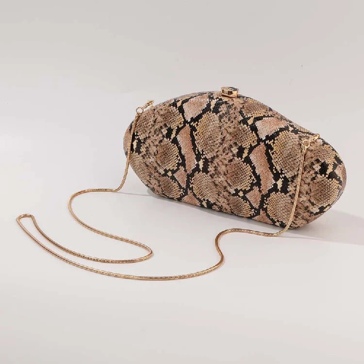 Festa à noite novo padrão de cobra embreagem moda bolsa forma especial crossbody saco couro do plutônio ombro carteiras feminino arco acrílico