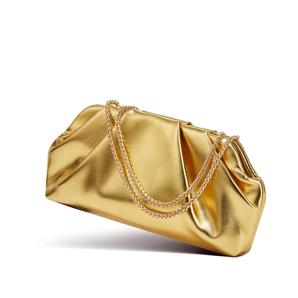 Bolsa de nuvem enrugada, nova bolsa quadrada pequena moderna e moderna feminina, bolsa crossbody de corrente versátil