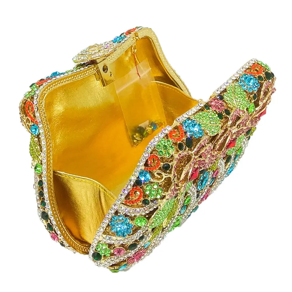 Boutique de fgg elegante feminino flor bolsas de noite cristal bolsa embreagem formal festa casamento nupcial strass bolsa embreagem