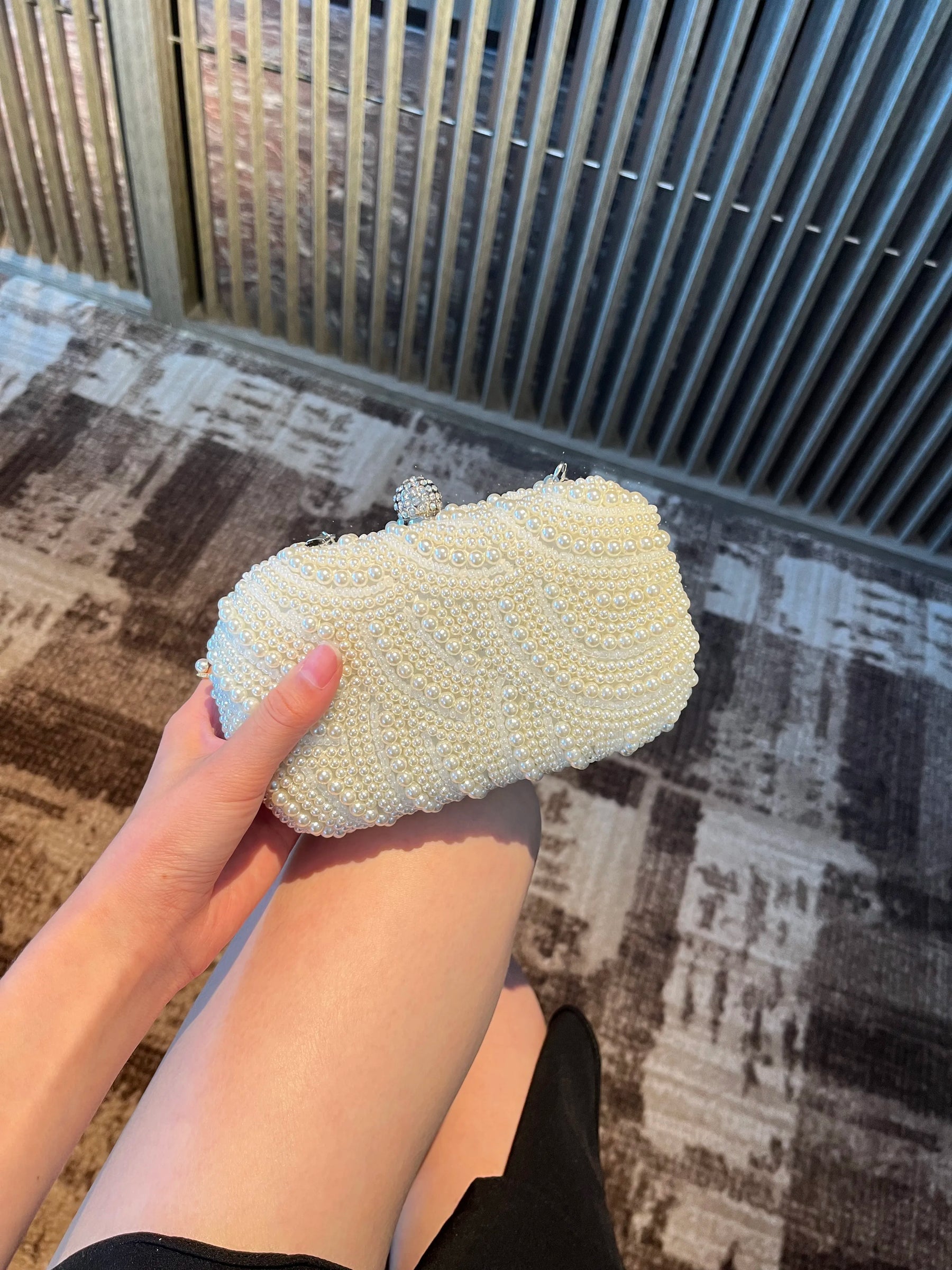 Estilo retro luxuoso designer saco de jantar pérola moda practicaldecoration bolsa feminina festa forma onda saco noite