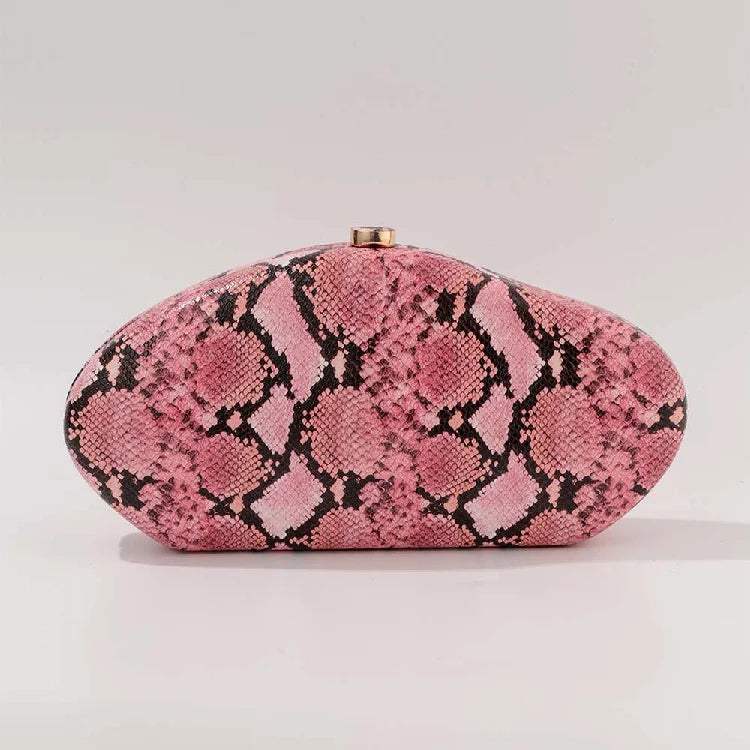 Festa à noite novo padrão de cobra embreagem moda bolsa forma especial crossbody saco couro do plutônio ombro carteiras feminino arco acrílico