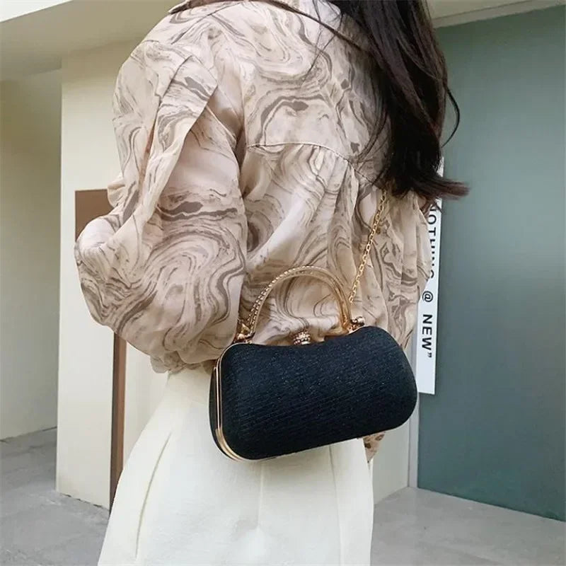 Mini bolsa de noite brilhante, bolsa com corrente de strass, bolsa de banquete com glitter de luxo, perfeita para festa, casamento, baile, jantar/banquete