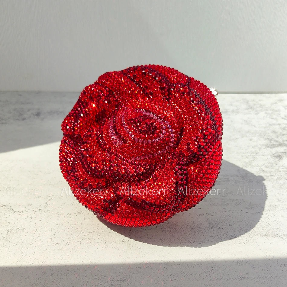 Alizekerr rosa em forma de cristal sacos de noite feminino lindo chique strass flor bolsas embreagem e bolsas festa casamento nupcial