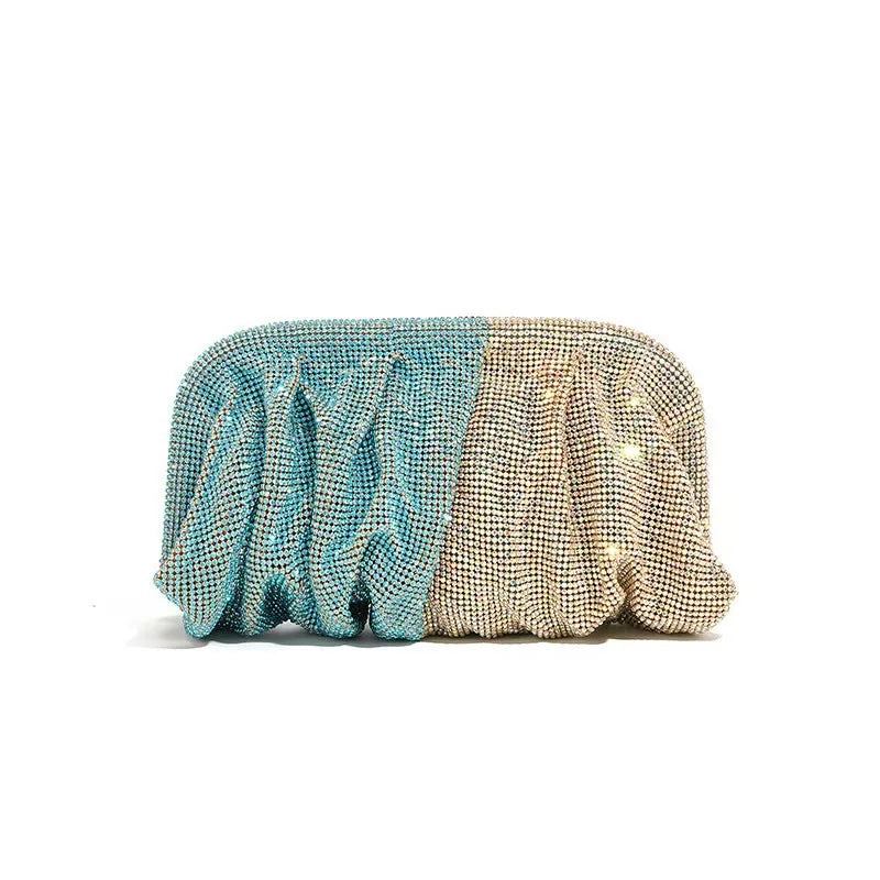 Glamourosa bolsa de noite com pérolas e strass para mulheres | Embreagem elegante para performance em palco | Bolsa brilhante para festa de casamento e baile