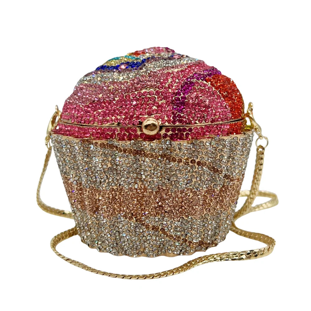 Senhoras bolsa de embreagem noite senhoras festa casamento bonito copo papel colorido azul escuro grande bolo strass cristal embreagem saco noite