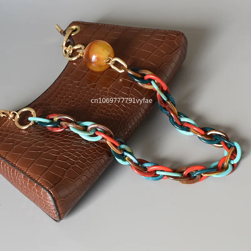 Alça de ombro acrílica para mulheres, corrente de resina chique, sólida ou mista de cores, caixa de telefone, bolsas mensageiro, cinto