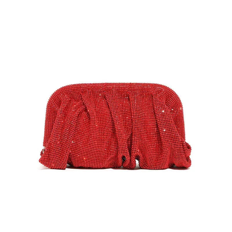 Glamourosa bolsa de noite com pérolas e strass para mulheres | Embreagem elegante para performance em palco | Bolsa brilhante para festa de casamento e baile