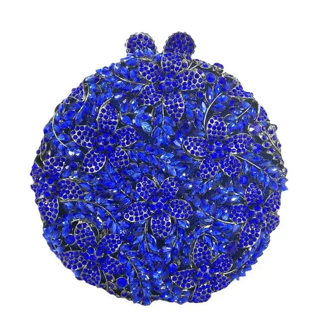 Boutique de fgg luz azul safira flor cristal sacos de noite para festa de casamento feminino strass bolsas nupcial saco de embreagem