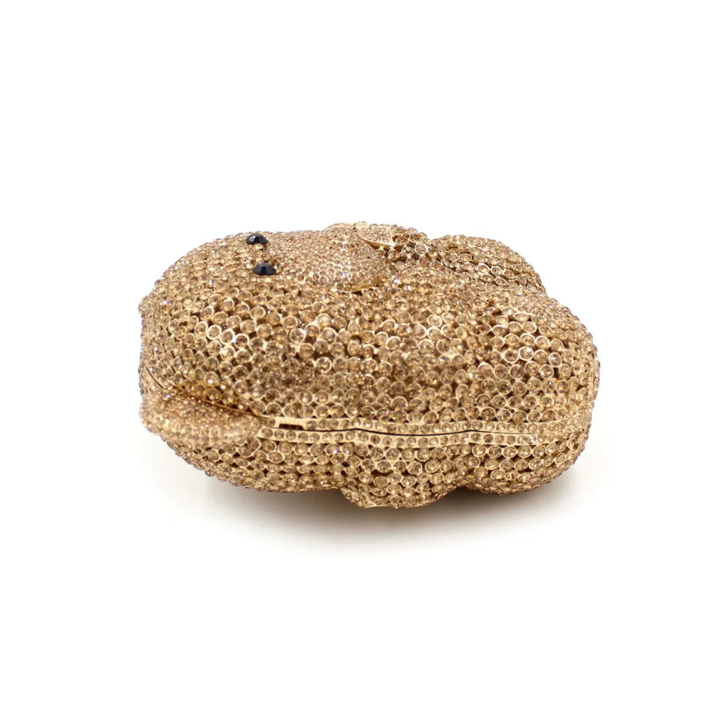 Urso de pelúcia dos desenhos animados strass saco vazio metal cristal jantar artesanal diamante bolsa feminina acessível glitter acolchoado crossbody