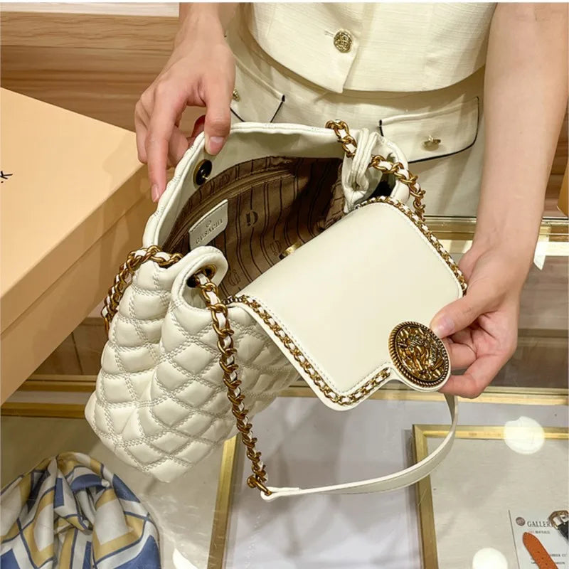 Bolsa de couro genuíno para mulheres, grande capacidade, bolsa de ombro axilas, nova marca de luxo, 2024
