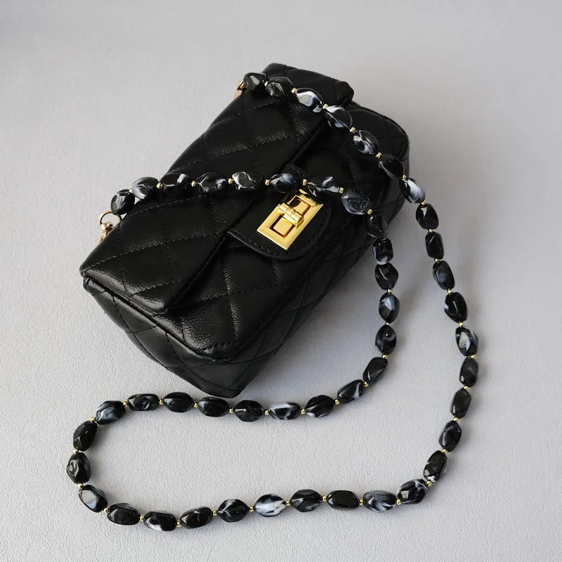 Corrente frisada destacável para mulheres, bolsa acrílica, alça de ombro, corrente, branca, monocromática, destacável, luxo, nova moda