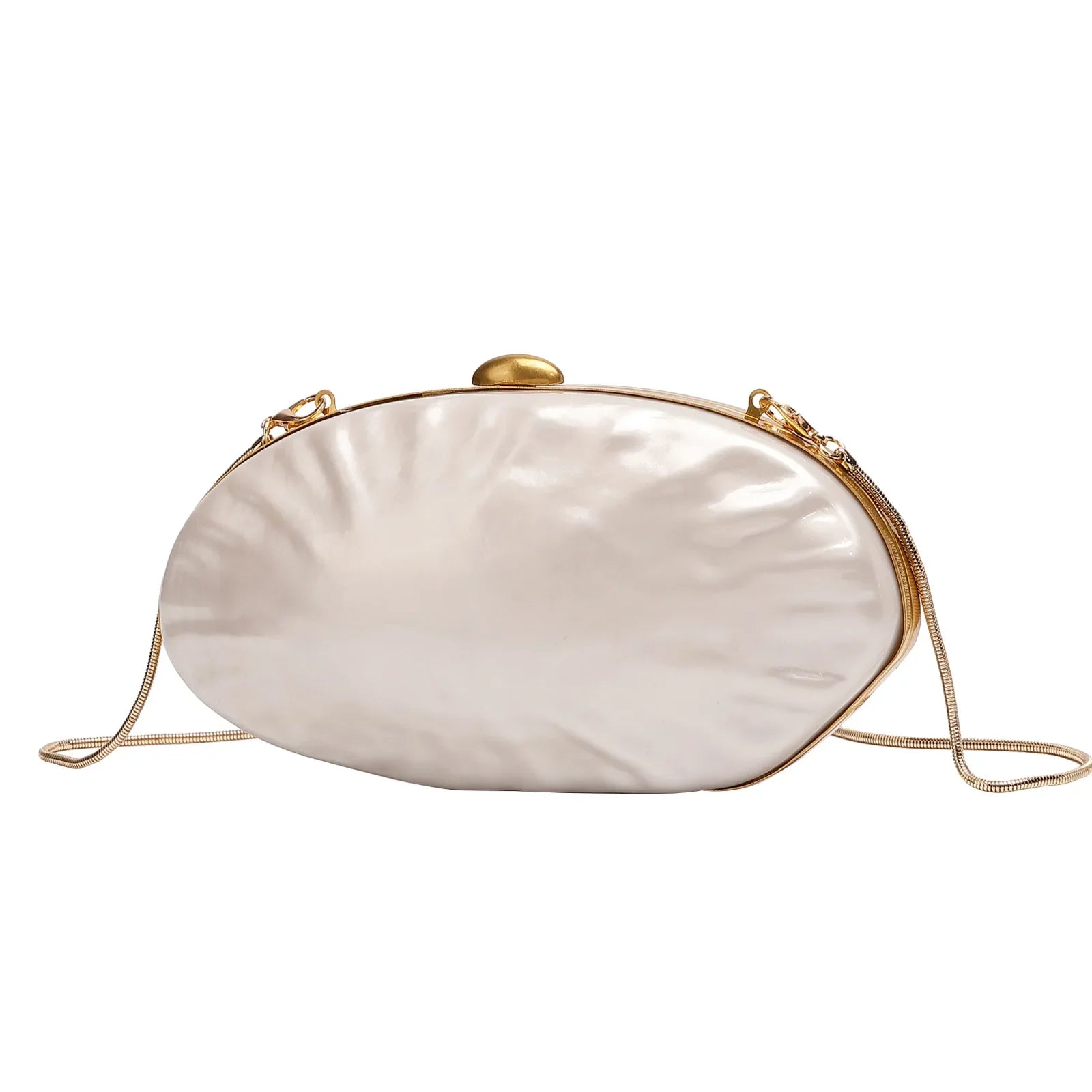 Novo 2025 acrílico concha ganso ovo bolsa de noite festa banquete bolsa feminina casca dura embreagem com alça corrente