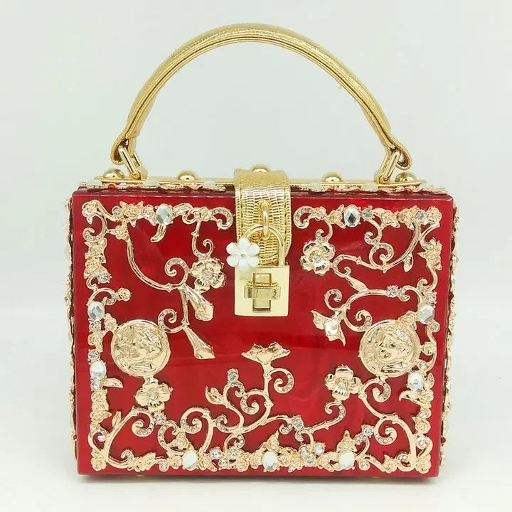 Bolsa de ombro feminina delicada de flor, bolsa de mão luxuosa de acrílico com bolsas transversais da moda, para mulheres