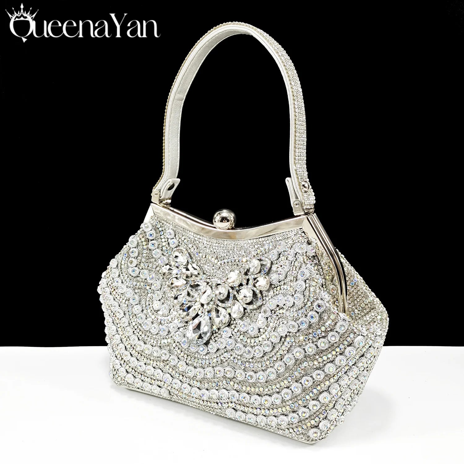 Queena yan bolsa de moda africana elegante diamantes bolsa de mão festa à noite alça confortável alça longa alça de ombro
