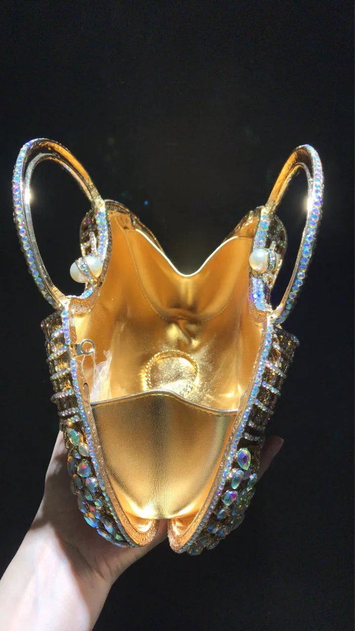 Bolsa de jantar de diamante grande capacidade ombro crossbody oco strass bolsa feminina banquete bolsa de embreagem