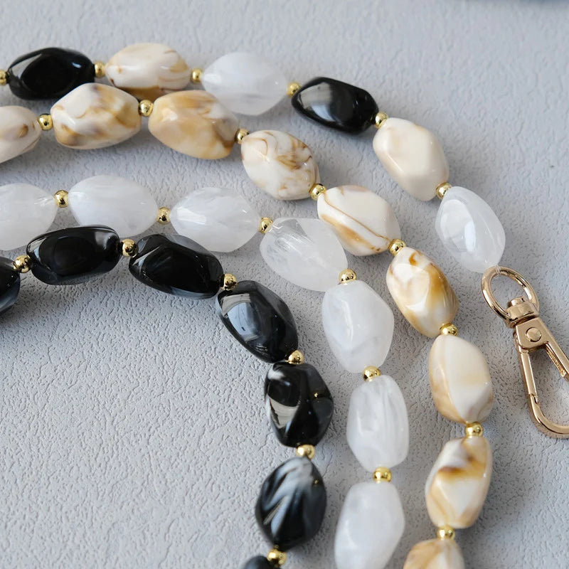 Corrente frisada destacável para mulheres, bolsa acrílica, alça de ombro, corrente, branca, monocromática, destacável, luxo, nova moda