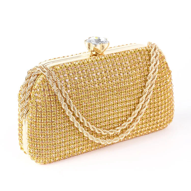 Diamantes sacos de noite para mulheres, prata e ouro, bolsas de ombro luxuosas, banquete de casamento, bolsa de embreagem
