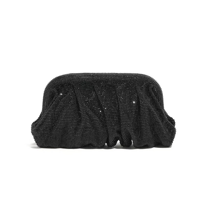 Glamourosa bolsa de noite com pérolas e strass para mulheres | Embreagem elegante para performance em palco | Bolsa brilhante para festa de casamento e baile