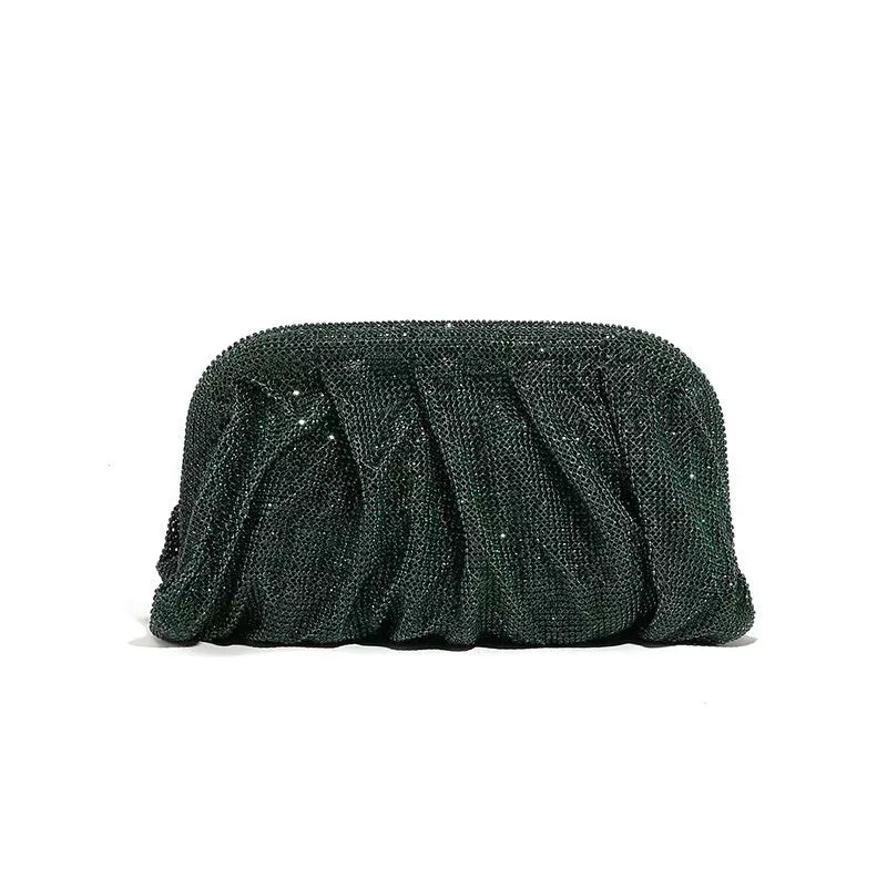 Glamourosa bolsa de noite com pérolas e strass para mulheres | Embreagem elegante para performance em palco | Bolsa brilhante para festa de casamento e baile