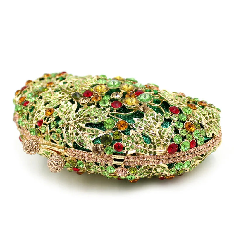 Embreagem de cristal de luxo para mulheres, sacos de noite, padrão animal, bolsa de diamante brilhante, bolsa de casamento